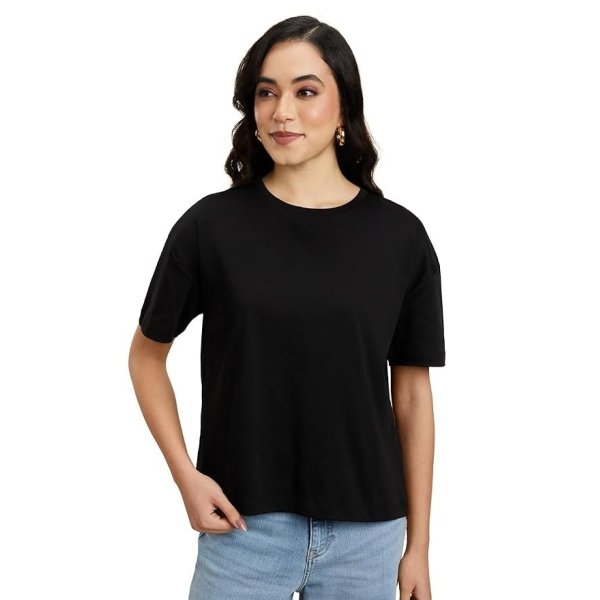 Symbol Premium Women's Super Soft Cotton Round Neck Solid T-Shirt (Stylish | Oversized Fit) (Available in Plus Sizes)