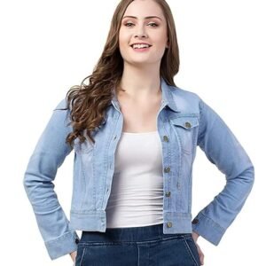 FUNDAY FASHION Womens Denim Standard Length Full Sleeve Solid Jacket