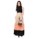 Women's Flared Tiered Skirt in Premium Crepe – A Statement Maxi for Casual Days, Vacations, or Festive Moods