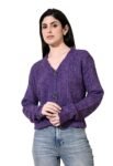 Cable Knit Cropped Cardigan,Front Open,Long Sleeve (in, Alpha, L, Regular, PERPEL)