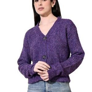 Cable Knit Cropped Cardigan,Front Open,Long Sleeve (in, Alpha, L, Regular, PERPEL)