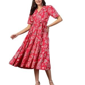 Stylum Women's Tropical Printed Rayon Tiered Dress