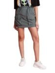 Bene Kleed Women's Cargo Mini Skirt, Grey, Utility Style with Front Pockets (in, Alpha, XS, Grey)