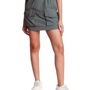Bene Kleed Women's Cargo Mini Skirt, Grey, Utility Style with Front Pockets (in, Alpha, XS, Grey)