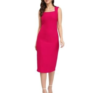 FableStreet Bodycon Knitted Dress - Fuchsia