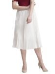 FableStreet Women Formal Skirt | Elegant A-Line Fit Knife Pleated Midi Design with Side Zip Closure | Smooth Texture & Classic Style for Office & Elevated Occasions