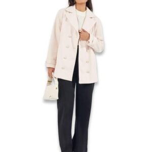 Styli Women Boxy Fit Long Line Double Breasted Wool Look Coat | Stylish Winterwear Outfit for Women | Perfect for Casual, Party & Everyday Wear