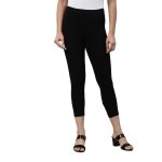 GO COLORS Women Soft Cotton Stretch Cropped Leggings