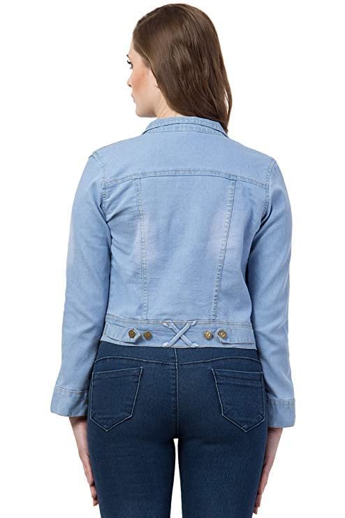 FUNDAY FASHION Womens Denim Standard Length Full Sleeve Solid Jacket
