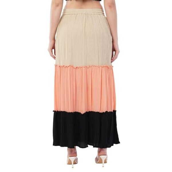 Women's Flared Tiered Skirt in Premium Crepe – A Statement Maxi for Casual Days, Vacations, or Festive Moods