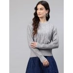 One femme Women Self Design Cable Knit Sweater