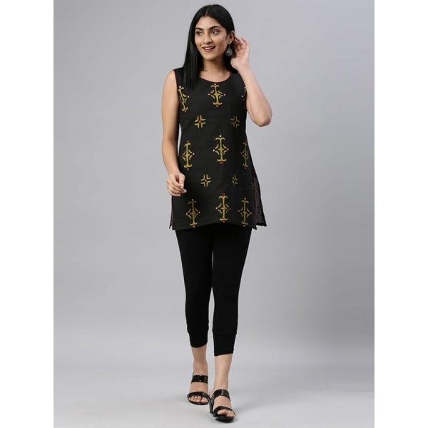 GO COLORS Women Soft Cotton Stretch Cropped Leggings