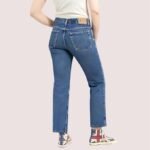 Women’s 90s Blue Denim Straight Leg Jeans | High Waist Vintage Stretchable Jeans for Girls & Ladies | Classic Retro Style Comfortable Casual Denim Pants