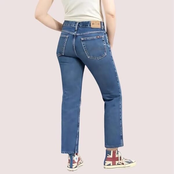 Women’s 90s Blue Denim Straight Leg Jeans | High Waist Vintage Stretchable Jeans for Girls & Ladies | Classic Retro Style Comfortable Casual Denim Pants