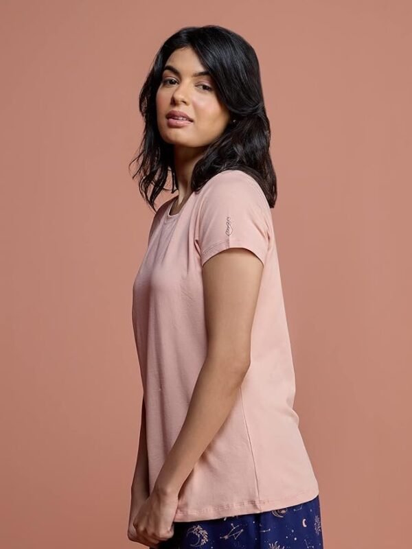 NYKD Women's Ultra Soft All Occasions Everyday Cotton T- Shirt/Tee Essential | Relaxed fit | Cotton | Crew Neck - NYLE216 - Almost Apricot-S