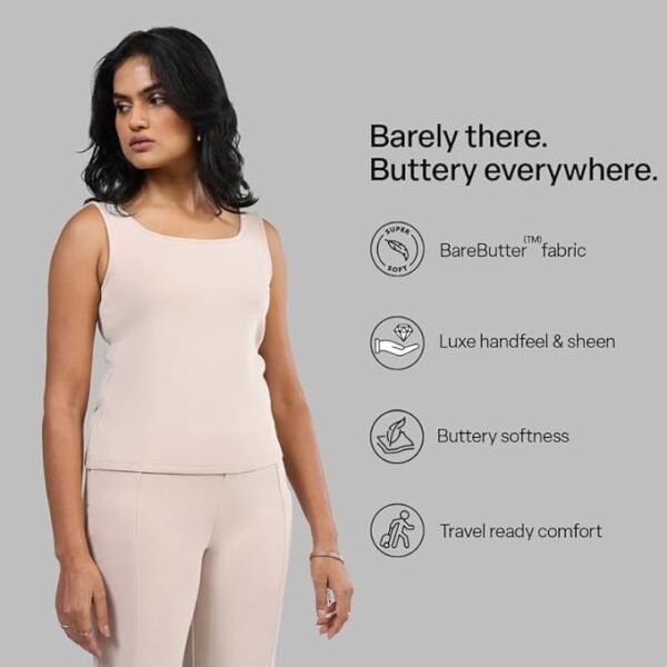 BlissClub Bare Butter Tank | Boat Neckline | Princess Panel for Shaping | Premium Ribbed Fabric | Luxurious Feel |