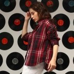 Campus Sutra Women's Polyester Blend Oversized Fit Shirt Buffalo-Check for Casual Wear | Spread Collar | Long Sleeves | Button Closure | Oversized Shirt Crafted with Comfort Fit for Everyday Wear