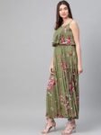 Sassafras Women Floral Strappy Pleated Maxi Dress