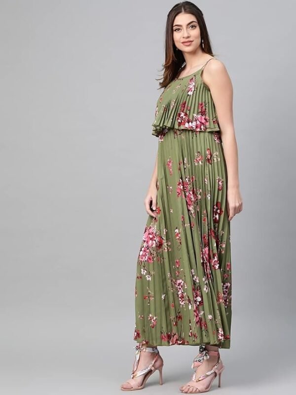 Sassafras Women Floral Strappy Pleated Maxi Dress
