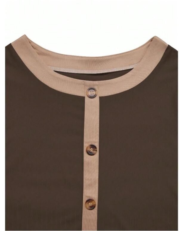 Women's Ribbed Button-Front Top, Short Sleeve, Classic Fit, Available in White, Navy, Brown,Black