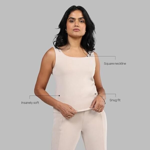 BlissClub Bare Butter Tank | Boat Neckline | Princess Panel for Shaping | Premium Ribbed Fabric | Luxurious Feel |