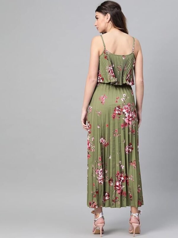 Sassafras Women Floral Strappy Pleated Maxi Dress