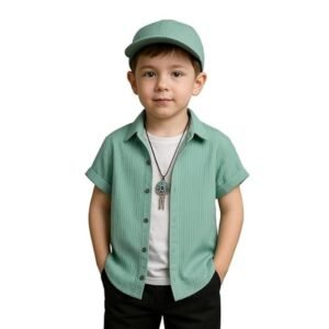 Boys Regular Fit Solid Casual Shirt with Spread Collar – Comfortable Shirts
