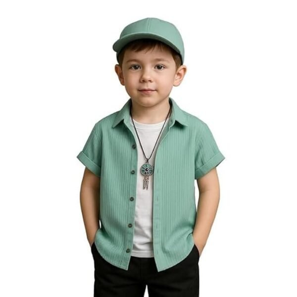 Boys Regular Fit Solid Casual Shirt with Spread Collar – Comfortable Shirts