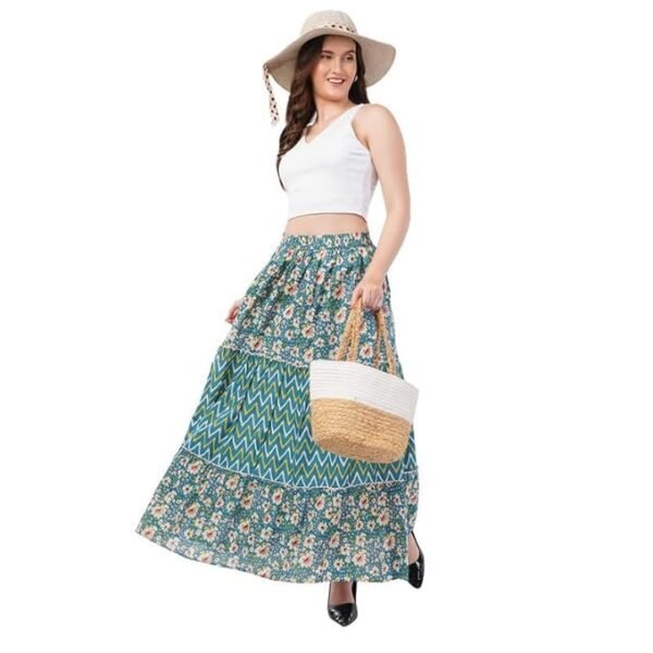 Women's Tiered Floral Midi Skirt
