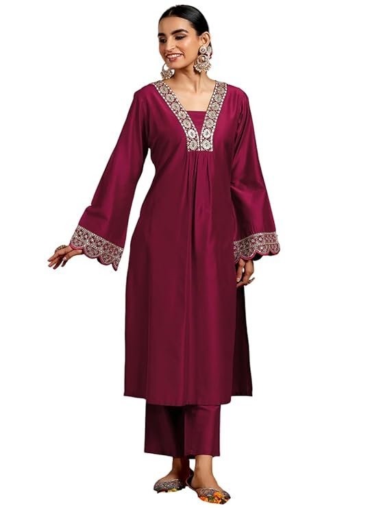 Wedani Rayon Anarkali Dress with Plazzo Pant for Women