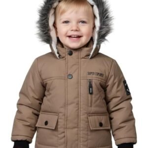 TUTE Stylish Infant Winter Jacket with Fur Hood & Sherpa Lining – Super Explorer Design