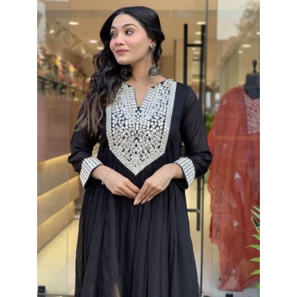 Wedani Rayon Anarkali Dress with Plazzo Pant for Women