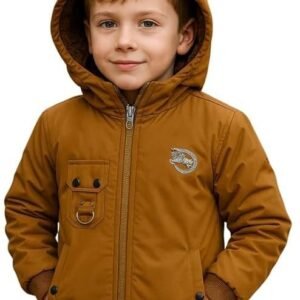 Krystle Boys Cold Weather Jacket with Hood | Kids Fleece Lined Winter Coat | Durable Zipper Outerwear (Black,2-3 Years) (Cool Dezine)