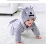 BRANDONN Unisex Baby Flannel Jumpsuit Panda Style Cosplay Clothes Bunting Outfits Snowsuit Hooded Romper Outwear (Grey Scars, 6-9 Months)