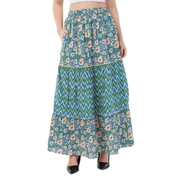 Women's Tiered Floral Midi Skirt