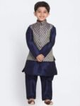 JBN Creation Boys Silk Blend Kurta Pyjama Jacket Set - Elegance for Festivals