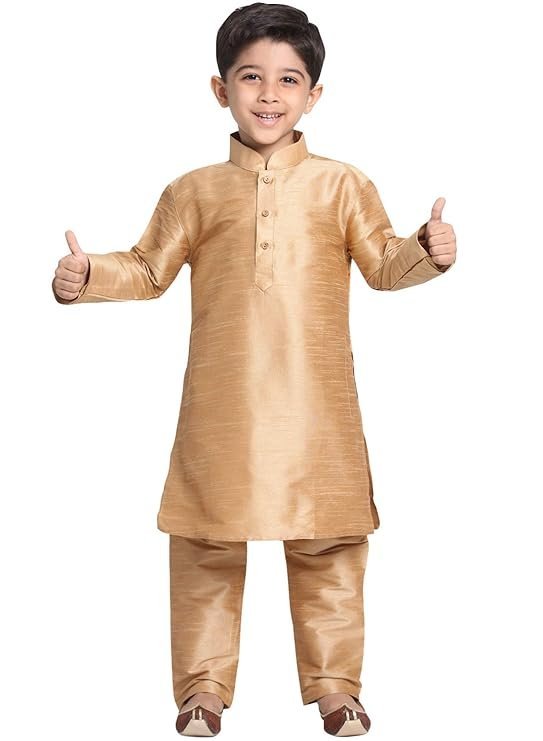 AJ DEZINES Boys Ethnic Kurta Pajama Set | Cotton Full Sleeve Chikankari Kurta with Sequins