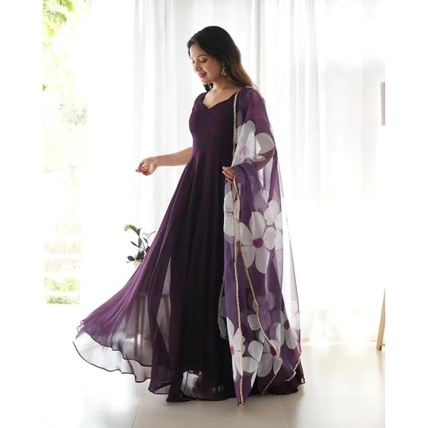 Fashion Basket Women's Georgette Anarkali Dress