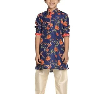 VASTRAMAY Boys Muslin Floral Kurta Set for Janmashtami, Diwali Ethnic Wear