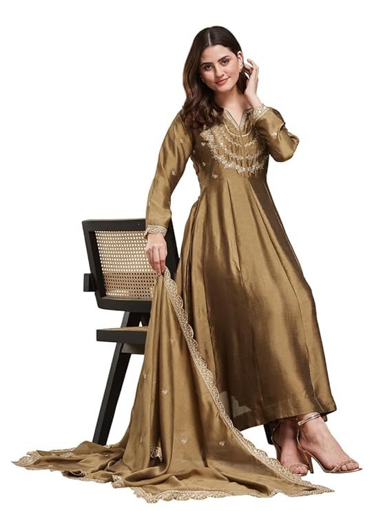 MOKOSH Women's Silk Embroidered Anarkali Set