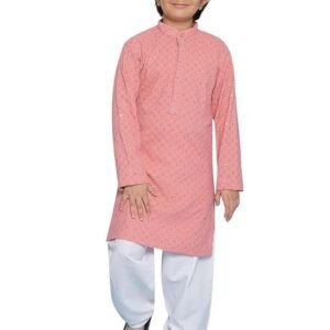 AJ DEZINES Boys Ethnic Kurta Pajama Set | Cotton Full Sleeve Chikankari Kurta with Sequins