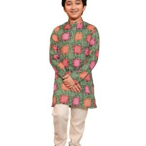 AJ DEZINES Kids Cotton Full Sleeve Printed Kurta Pajama Set for Boys - Ethnic wear