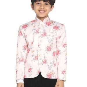 JBN Creation Boys' Gold Silk Blend Nehru Jacket