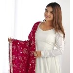 GoSriKi Women’s Elegant Wine Anarkali Kurta Set with Dupatta | Printed Traditional Soft Rayon Fabric