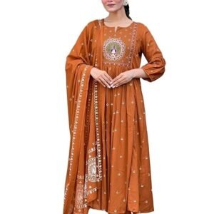 GoSriKi Women’s Embroidered Anarkali Kurta Set