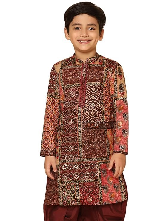 Pro-Ethic Style Developer Boys Cotton Floral Printed Kurta Pajama Set