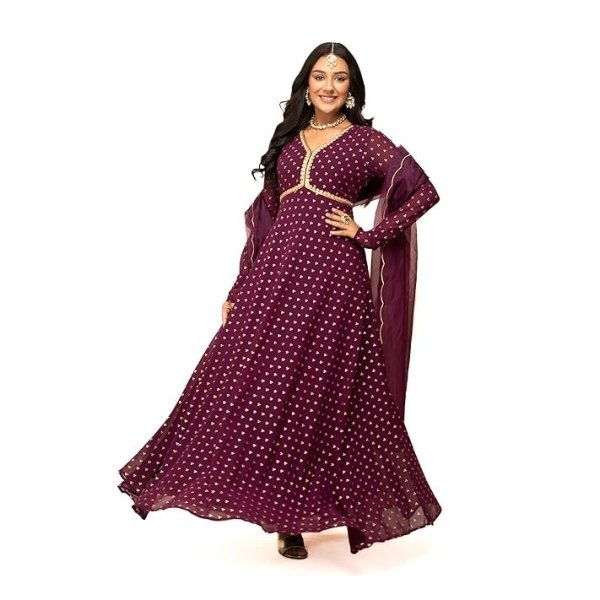 FIORRA Women's Fit and Flare Floor Length Gown