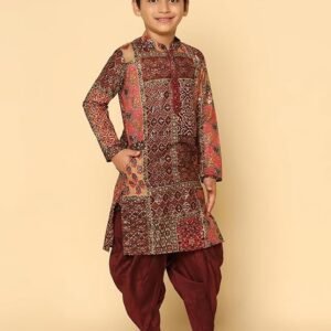 VASTRAMAY Boys Cotton Kurta Pyjama Set – Kantha Work Ethnic Wear for Janmashtami, Rakhi, Diwali & Festive Celebrations