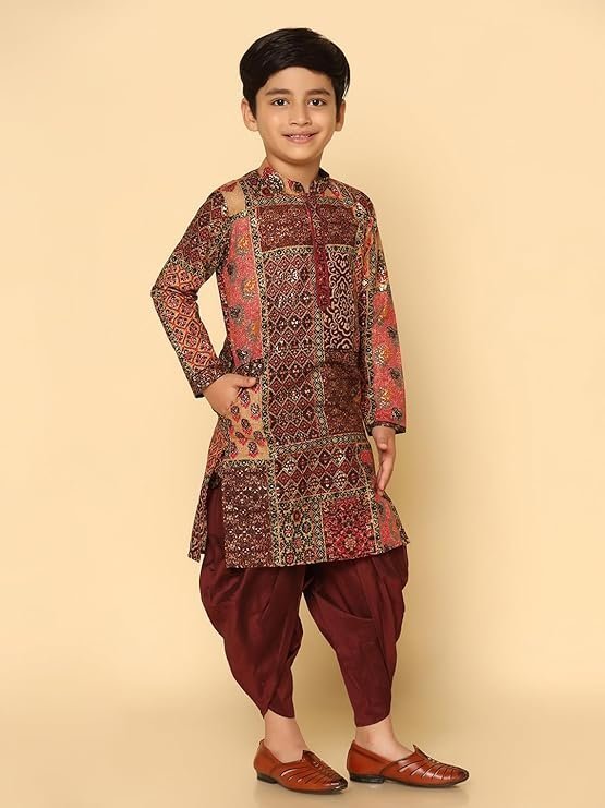 VASTRAMAY Boys Cotton Kurta Pyjama Set – Kantha Work Ethnic Wear for Janmashtami, Rakhi, Diwali & Festive Celebrations