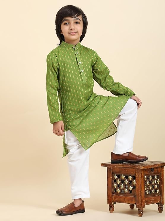 Pro-Ethic Style Developer Boy's Cotton Printed Kurta Pajama For Kid'S s Traditional Dress Kurta Pajama Set